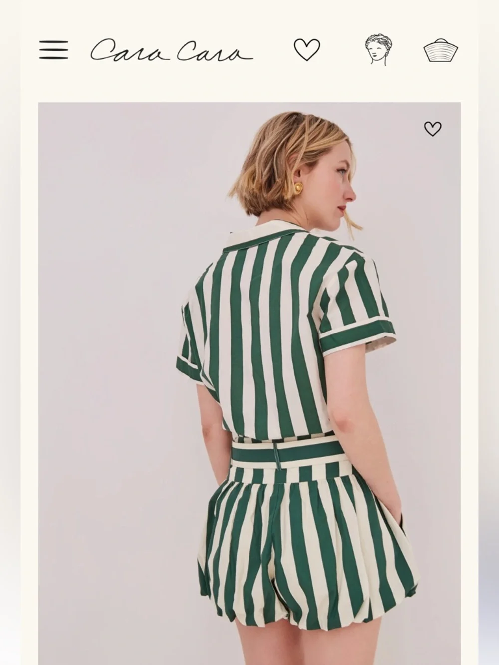 Cara Cara Green & White Striped Two-Piece Set with Woven Belt - Picture 6 of 11